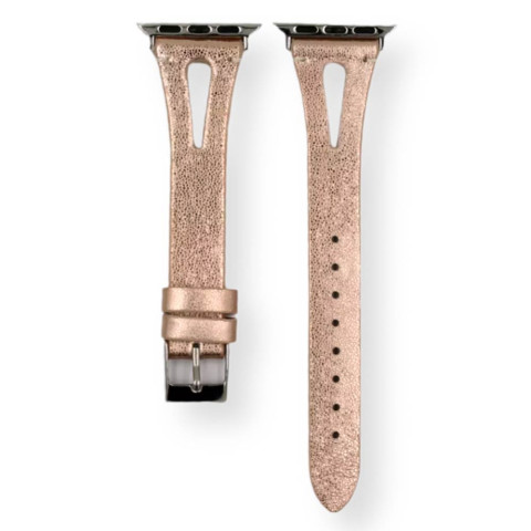 Кожаный ремешок V-Leather на Apple Watch 38/40/41mm Rose gold 